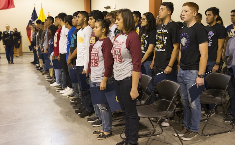 A high school award ceremony was held at the 83rd Military Police Company in El Paso, Texas on May 21, 2016 to recognize over 80 high school seniors for their decision to join the Army after graduation. (U.S. Army photo by Spc. Stephanie Ramirez)  