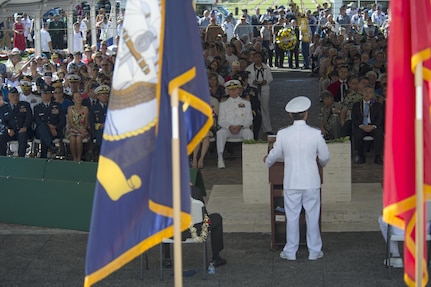 160531-N-UG232-282 Honolulu, Hawaii (May 31, 2016) Adm. Harry Harris, Commander of U.S. Pacific Command, speaks during the Honolulu Mayor's Memorial Day Ceremony at the National Memorial Cemetery of the Pacific. U.S. Pacific Command's mission is to enhance stability in the Indo-Asia-Pacific by promoting security cooperation and deterring aggression.
