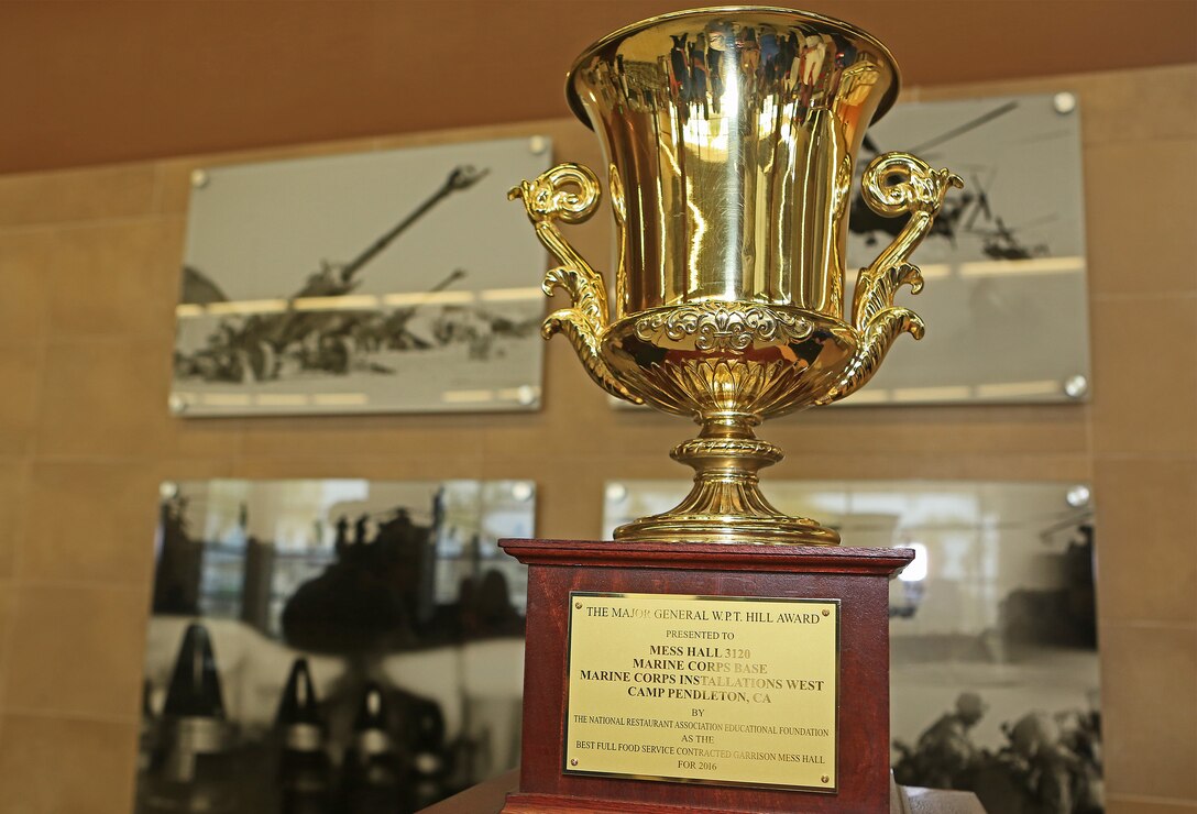 Camp Pendleton’s 31 Area Edson Range Mess Hall received the Maj. Gen. William Pendleton Thompson Hill Award for best full food service mess hall in the Marine Corps, May 31. The W.P.T. Hill Award was established in 1985 to improve food service operation and recognize the best messes in the Marine Corps.  