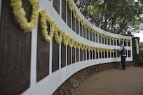 160530-N-LY160-831
JOINT BASE PEARL HARBOR-HICKAM, Hawaii (May 30, 2016) – John Dugan, a retired submarine master chief, places a lei on each of the plaques representing submarines on Eternal Patrol during the Memorial Day bell-tolling ceremony at the USS Parche Submarine Park and Memorial at Joint Base Pearl Harbor-Hickam. The service honored past submariners and paid tribute to the 65 U.S. submarines lost since 1915, with 52 lost during World War II alone. (U.S. Navy photo by Mass Communication Specialist 2nd Class Michael H. Lee)
