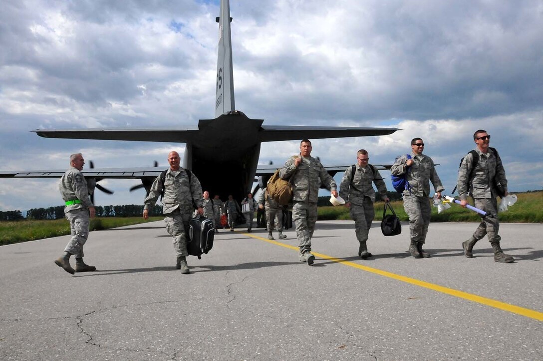 U.S. Air Force and Massachusetts Air National Guard members stationed at Amari Air Base, Estonia are reunited with their 104th Fighter Wing members stationed to Graf Ignatievo Air Base, Bulgaria, May 27, 2016. Wing members are part of a theater security package deployed to multiple European locations in support of Operation Atlantic Resolve. Operation Atlantic Resolve focuses on conducting training alongside NATO allies
 and partners to strengthen interoperability and demonstrate U.S. commitment to a Europe that is whole, free, at peace, secure and prosperous. (U.S. Air National Guard photos by Senior Airman Loni Kingston)
