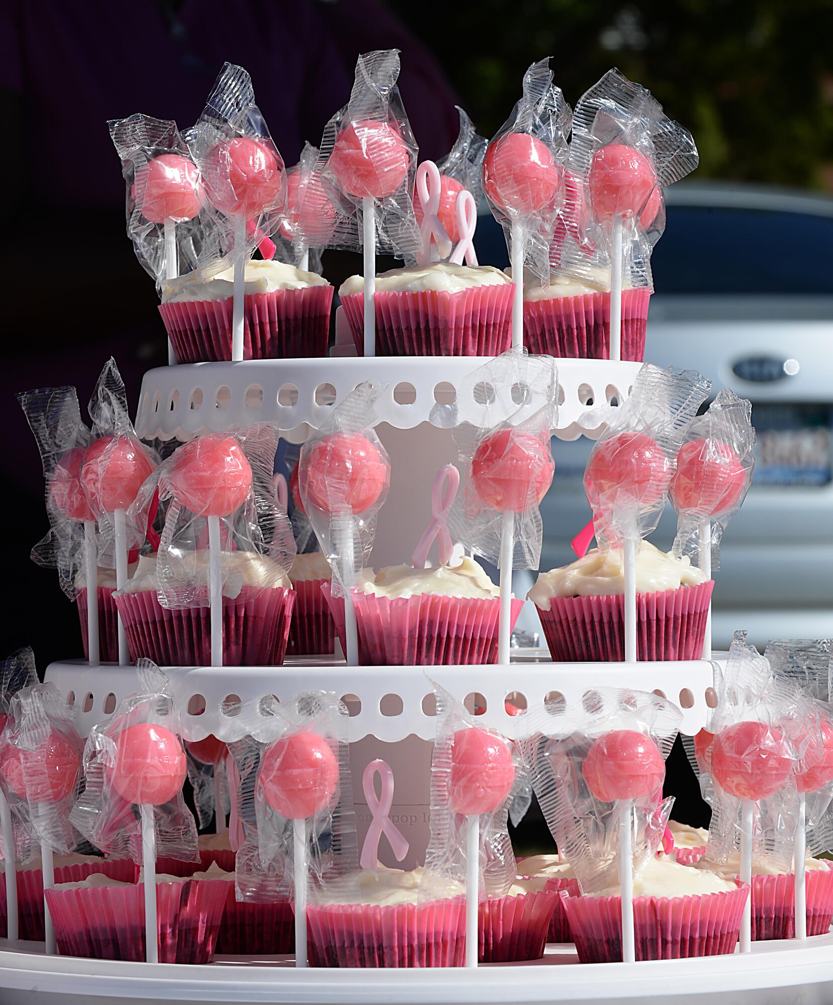 Cupcakes and other items were displayed on a table during the Breast Cancer Awareness Month walk at Joint Base Langley-Eustis, Va., Oct. 28, 2016. In addition to the annual walk, the Women’s Health Clinic will display information in the McDonald Army Health Center dining facility throughout the month to provide information on breast cancer. (U.S. Air Force photo by Staff Sgt. Teresa J. Cleveland)