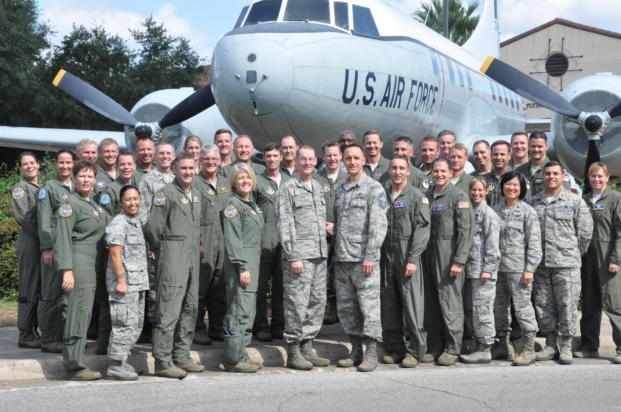 Col. Roger Suro (center), 340th Flying Training Group commander  and senior staff from the Group’s seven geographically separated units, gather for a photo after the annual fall commanders summit at Joint Base-Randolph, Texas. Photo by Janis El Shabazz.