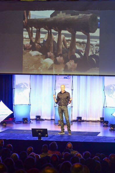 The second annual AFRL Inspire event, held Oct. 26 at the Dayton Art Institute, was kicked off with a presentation by Dr. Wayne Chappelle from AFRL’s Airman System’s Directorate with a presentation exploring the psychology of a hero. Chappelle said he was inspired to find out what traits separate those who make it in Air Force Special Operations training and on the battlefield and those who don’t. (U.S. Air Force photo/Wesley Farnsworth)