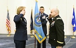 Army Col. Anthony Wizner addresses the audience during a change of leadership ceremony in Schaumburg, Ill., Oct. 13. He assumed command of Defense Contract Management Agency Central Regional Command. (Army photo by Anthony Taylor)