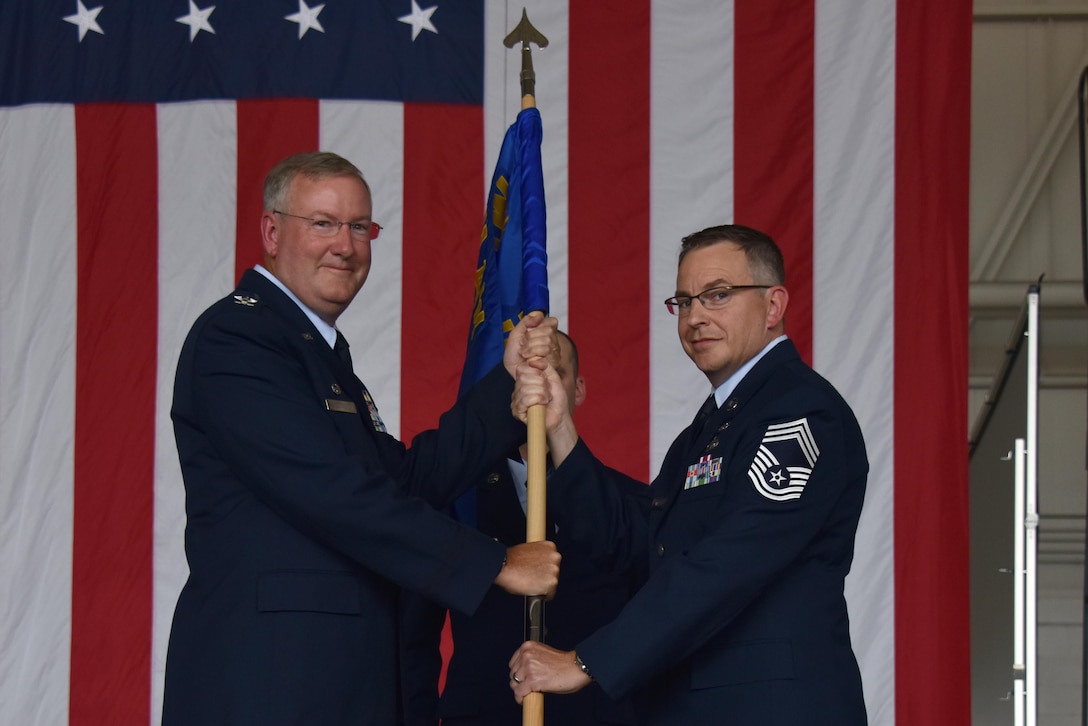 Chief Master Sgt Christopher D. Neitzel takes over as command chief for the 911th Airlift Wing. (U.S. Air Force photo by Staff Sergeant Marjorie Bowlden)