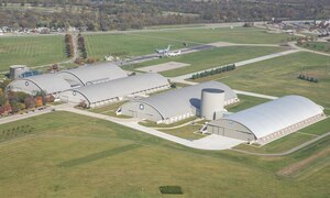 DAYTON, Ohio (11/2016) -- Aerial view of the National Museum of the U.S. Air Force. The museum collects, researches, conserves, interprets and presents the Air Force's history, heritage and traditions, as well as today's mission to fly, fight and win...in Air, Space and Cyberspace to a global audience through engaging exhibits, educational outreach, special programs, and the stewardship of the national historic collection. (U.S. Air Force photo by Ken LaRock, pilot Matt Kiefer)