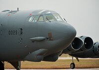 A B-52H Stratofortress assigned to Air Force Global Strike Command (AFGSC) taxis down the runway at Minot Air Force Base, N.D., Oct. 30, 2016, during exercise Global Thunder 17. AFGSC supports U.S. Strategic Command's (USSTRATCOM) global strike and nuclear deterrence missions by providing strategic assets, including bombers like the B-52 and B-2, to ensure a safe, secure, effective and ready deterrent force. Global Thunder is an annual training event that assesses command and control functionality in all USSTRATCOM mission areas and affords component commands a venue to evaluate their joint operational readiness. (U.S. Air Force photo/Airman 1st Class J.T. Armstrong)
