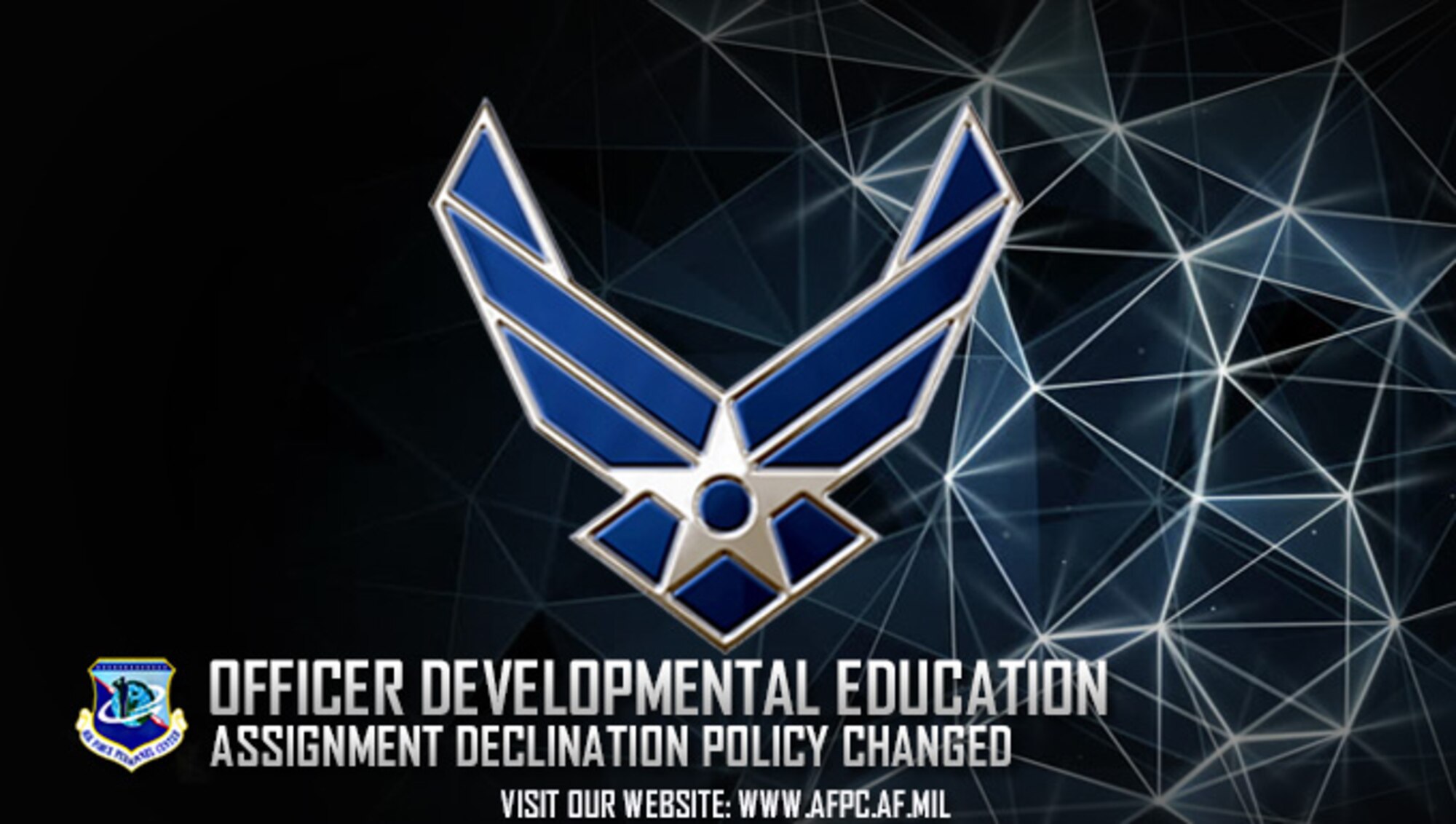 A change to policy will allow officers selected for in-residence intermediate and senior developmental education to decline the DE assignment without the implications of the seven-day option policy. (U.S. Air Force graphic by Staff Sgt. Alexx Pons)