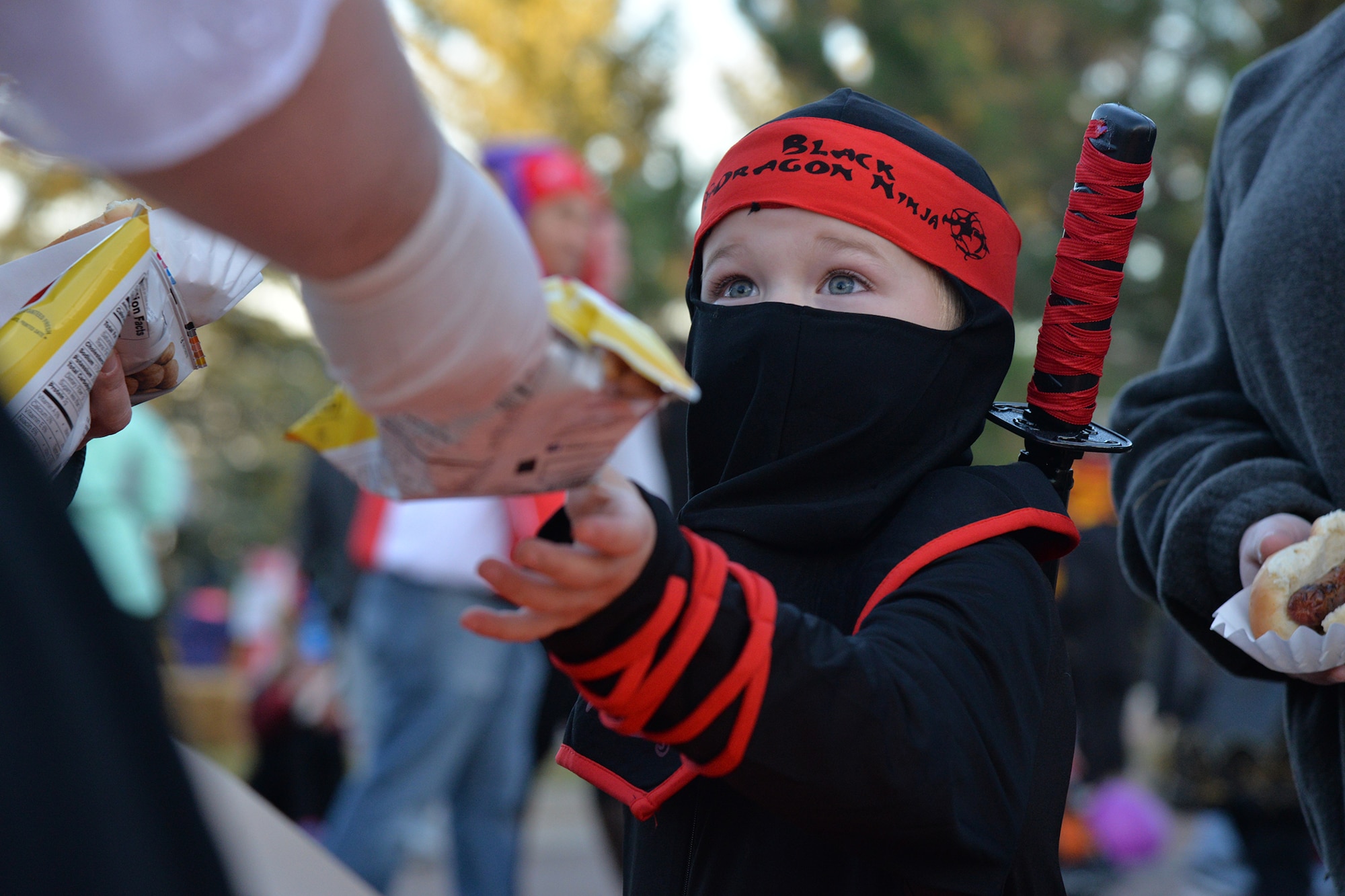 Airmen and family members celebrated Halloween Oct. 31, 2016, at Malmstrom Air Force Base, Mont. Team Malmstrom trick-or-treated while dressed up in an array of costumes. The base provided a hay ride, food, beverages and candy for all of the attendees. (U.S. Air Force photo/Airman 1st Class Daniel Brosam)