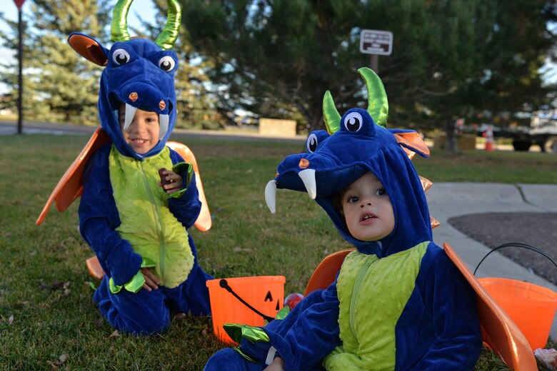 Airmen and family members celebrated Halloween Oct. 31, 2016, at Malmstrom Air Force Base, Mont. Team Malmstrom trick-or-treated while dressed up in an array of costumes. The base provided a hay ride, food, beverages and candy for all of the attendees. (U.S. Air Force photo/Airman 1st Class Daniel Brosam)