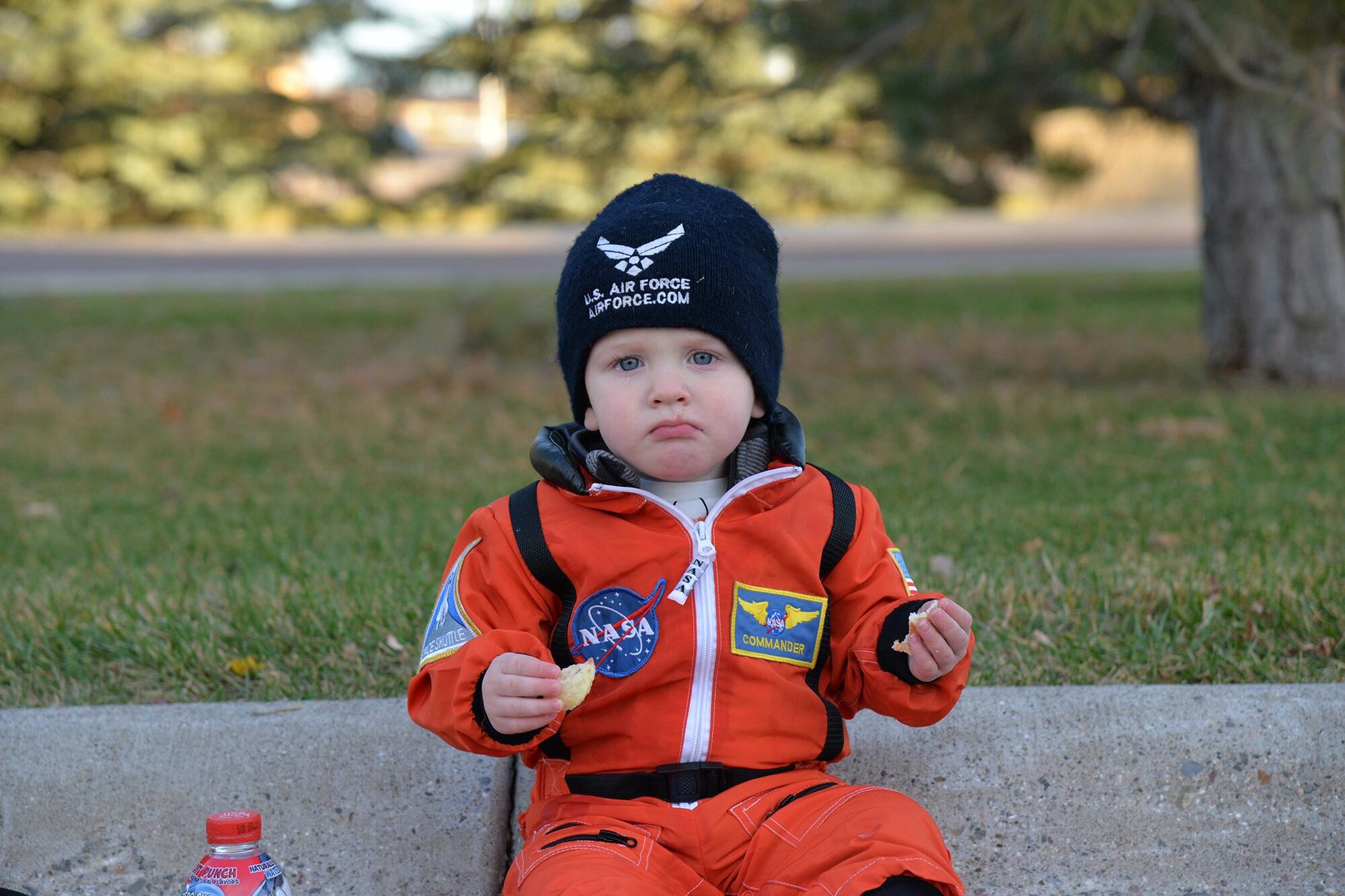 Airmen and family members celebrated Halloween Oct. 31, 2016, at Malmstrom Air Force Base, Mont. Team Malmstrom trick-or-treated while dressed up in an array of costumes. The base provided a hay ride, food, beverages and candy for all of the attendees. (U.S. Air Force photo/Airman 1st Class Daniel Brosam)