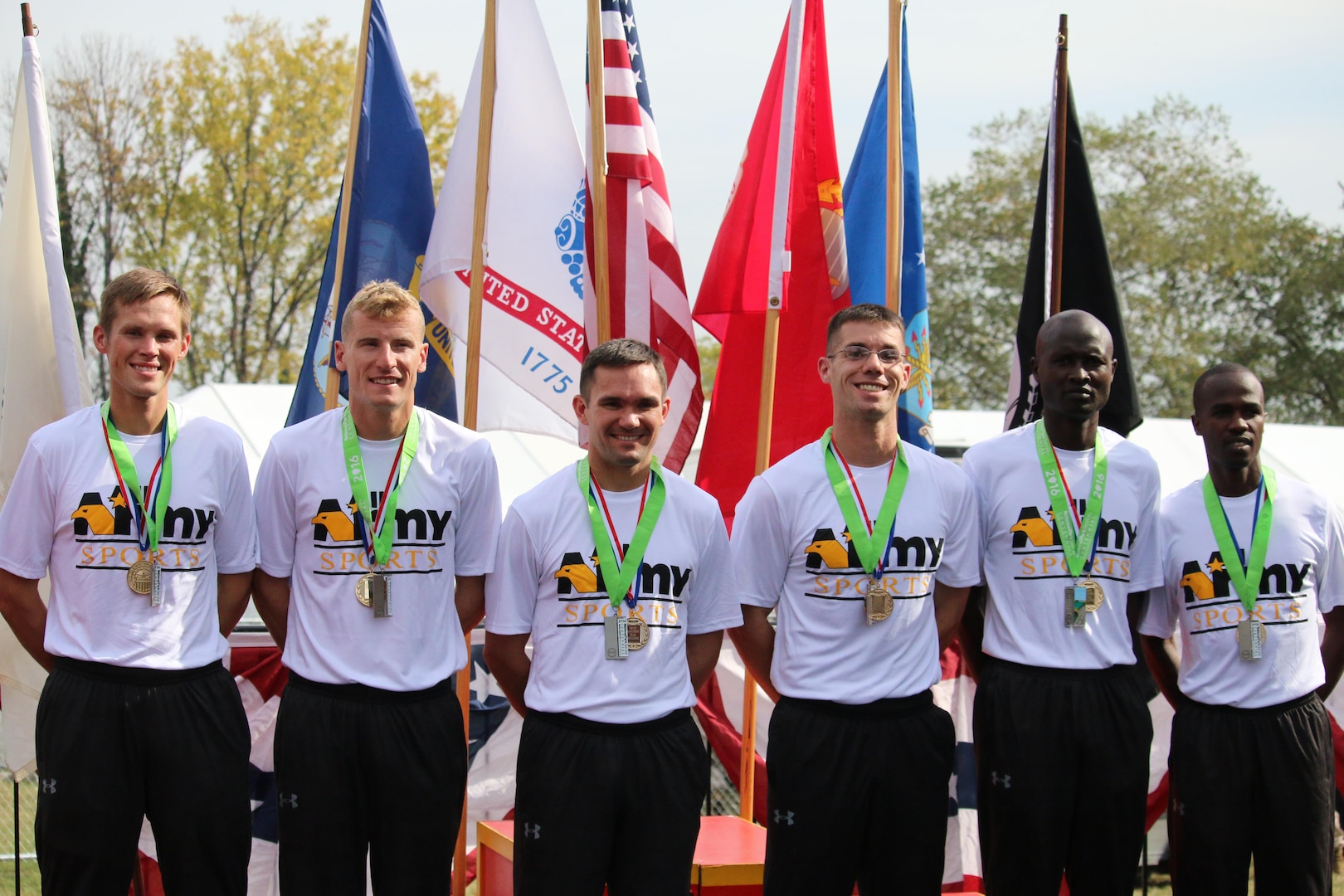 Army wins Armed Forces Men's Marathon gold.  The 2016 Armed Forces Marathon is held in conjunction with the 41st Marine Corps Marathon on 30 October in Washington, D.C. 1st - SPC Samuel Kosgei, Fort Riley, Kan. - 2:23:53; 2nd - CPT Kenneth Foster, Denver, Colo. - 2:28:02; 3rd - SPC David Kiplaget, Fort Carson, Colo. - 2:33:31; 4th - CPT Chad Ware, Fort Bragg, N.C. - 2:33:57; 9th - SSG Norman Mininger, Fort Leavenworth, Kan. - 2:40:42; 23rd - 1LT Bryce Livingston, Fort Drum, N.Y. - 3:04:17