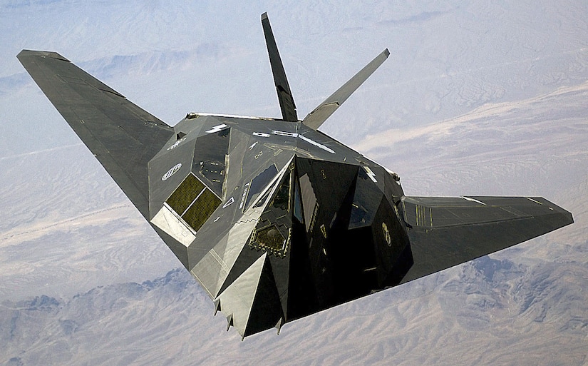 An Air Force F-117A Nighthawk stealth fighter aircraft flies over Nellis Air Force Base in Nevada in 2002. Stealth capabilities used during Operation Desert Storm in 1991 were part of the Defense Department’s second strategy to maintain the U.S. advantage on the world’s battlefields. DoD’s Third Offset Strategy is geared toward the nation’s 21st-century challenges. Air Force photo by Staff Sgt. Aaron Allmon II