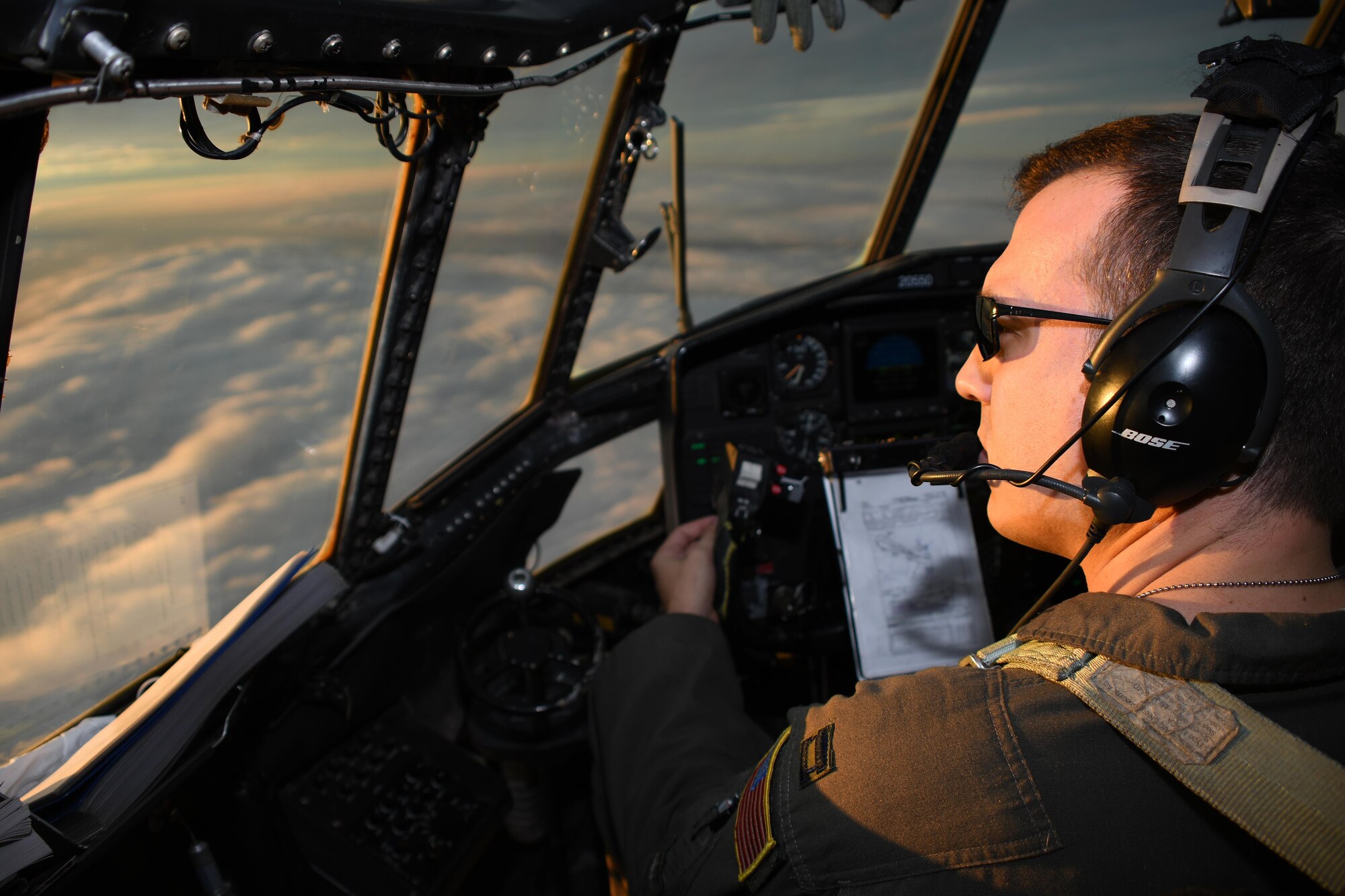 Capt. Michael Edwards, 700th Airlift Squadron pilot, flies a C-130H Hercules over Poland Oct. 13, 2016. The 94th
Airlift Wing, from Dobbins Air Reserve Base, Ga., worked jointly with the Polish air force during Aviation
Detachment 17-1 in support of Operation Atlantic Resolve, Oct. 3-28. (U.S. Air Force photo by Staff Sgt. Alan Abernethy)