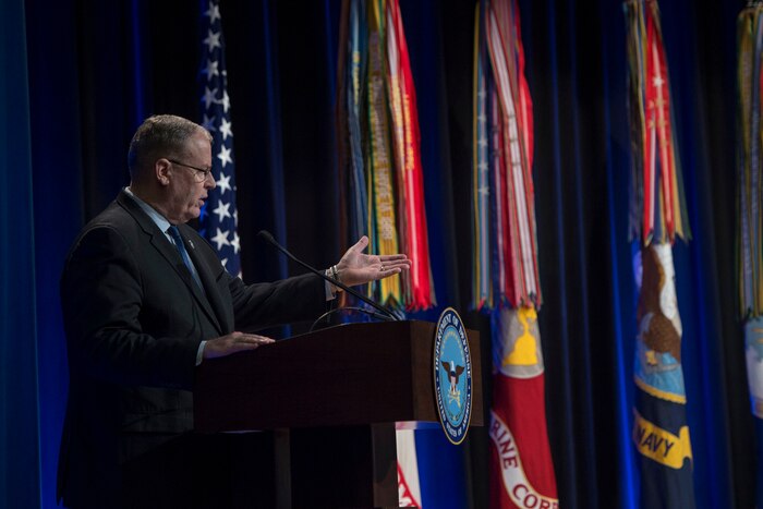 Defense Deputy Secretary Bob Work hosts the 61st annual Department of Defense Distinguished Civilian Service Awards at the Pentagon, Nov. 3, 2016. DoD photo by Air Force Tech. Sgt. Brigitte N. Brantley