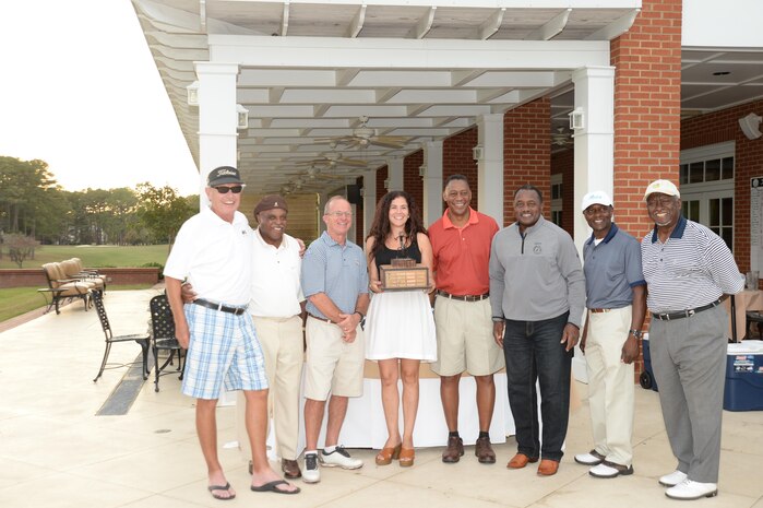 The Albany Chamber of Commerce Military Affairs Committee won the coveted Salty Sandbagger Trophy back from the Marine Corps Logistics Base Albany team, Nov. 2. The bi-annual golf tournament, hosted by the Albany Area Chamber of Commerce, is a way to continue building on the existing relationships and camaraderie between the military and business community. Col. James C. Carroll III, commanding officer, Marine Corps Logistics Base Albany, said, "This biannual competition really helps our military family continue to build on our strong relationships that already exist with the business community.  It's just another way for us to get together and fortify the camaraderie that has been in place for decades."  The special guest of honor for this event was Lt. Gen. Willie J. Williams (USMC, ret.)