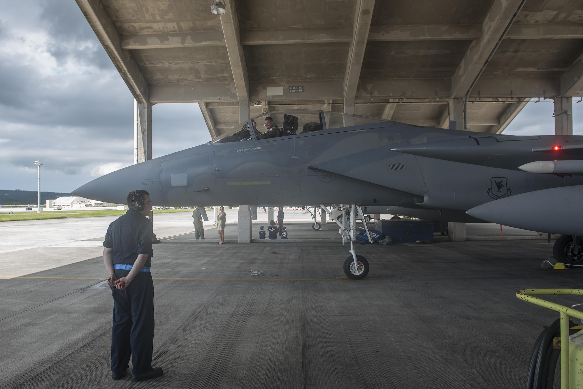 An F-15 Eagle from the 44th Fighter Squadron parks Oct. 26, 2016, at Kadena Air Base, Japan. The 44th FS participated in five training exercises during a four month period in Malaysia, Guam, Hawaii and Alaska. (U.S. Air Force photo by Airman 1st Class Corey M. Pettis/Released)