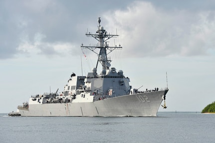 File photo - The San Diego-based guided-missile destroyer USS Sampson (DDG 102) arrives at Joint Base Pearl Harbor-Hickam for a scheduled port visit. USS Sampson departed for an independent seven-month deployment to the Western Pacific Ocean. 