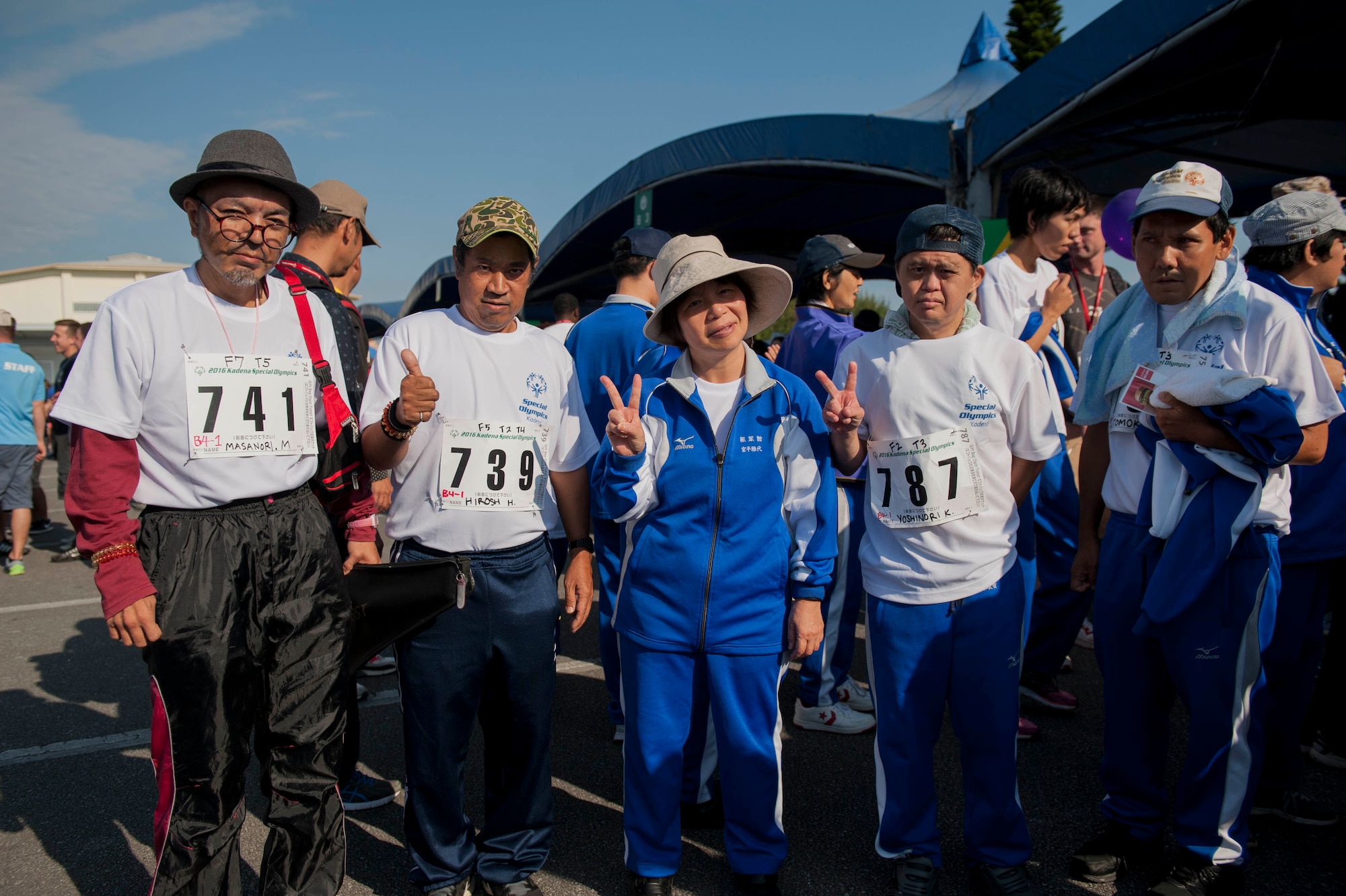 Kadena Special Olympics athletes gather at the greeting area to pair up with Brave Buddies Nov. 5, 2016, at Kadena Air Base, Japan. Brave Buddies, who are U.S. volunteers, supported and assisted each athlete’s needs throughout various sporting events and entertainment activities. (U.S. Air Force photo by Senior Airman Peter Reft/Released)
