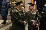 Army Gen. Hulusi Akar, the chief of the Turkish General Staff, bids farewell to Marine Corps Gen. Joe Dunford, chairman of the Joint Chiefs of Staff, right, following meetings in Ankara, Turkey, Nov. 6, 2016. DoD Photo by D. Myles Cullen