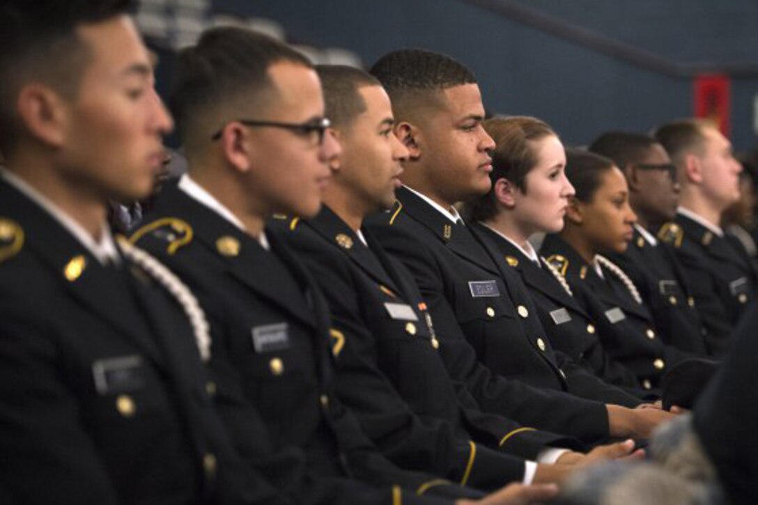 Army Secretary Eric Fanning speaks to more than 300 Reserve Officer Training Corps cadets representing more than three dozen schools who attended an Army Senior Leader/ROTC Professional Mentor Forum at Howard University in Washington, Nov. 1, 2016. Army photo by John Martinez

