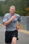 Army Reserve Staff Sgt. David Blegen, Chaplain Assistant, 85th Support Command, runs the final mile of the Army Physical Fitness Test's 2-mile run during the command's battle assembly, Oct. 15, 2016.
(Photo by Master Sgt. Anthony L. Taylor)