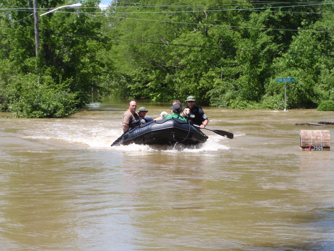 Rescues during floods in Tennessee were made using a Zodiac boat.
