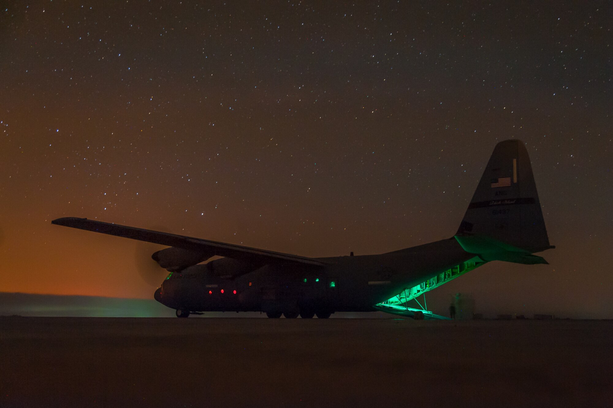 A U.S. Air Force C-130J Super Hercules is offloaded at Qyarrayah West airfield Oct. 28, 2016. Q-West, is an airfield in northern Iraq’s Ninawa Province and will serve as a logistical hub and strategic launching pad for resupplying the frontlines in the offensive to recapture Mosul from Da’esh fighters. (U.S. Air Force photo by Staff Sgt. Adam Kern)