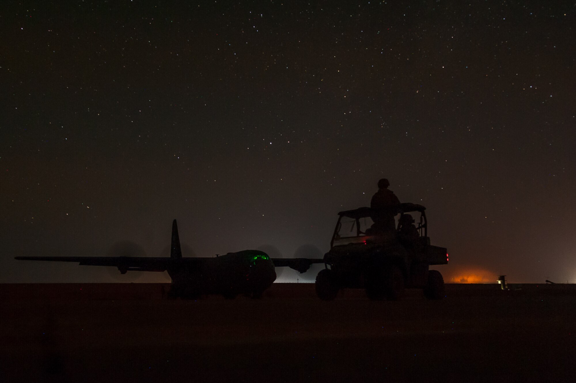 Airmen assigned to the 821st Contingency Response Group patrol the airfield at Qyarrayah West airfield, Oct. 28, 2016. Q-West, is an airfield in northern Iraq’s Ninawa Province and will serve as a logistical hub and strategic launching pad for resupplying the frontlines in the offensive to recapture Mosul from Da’esh fighters. (U.S. Air Force photo by Staff Sgt. Adam Kern)