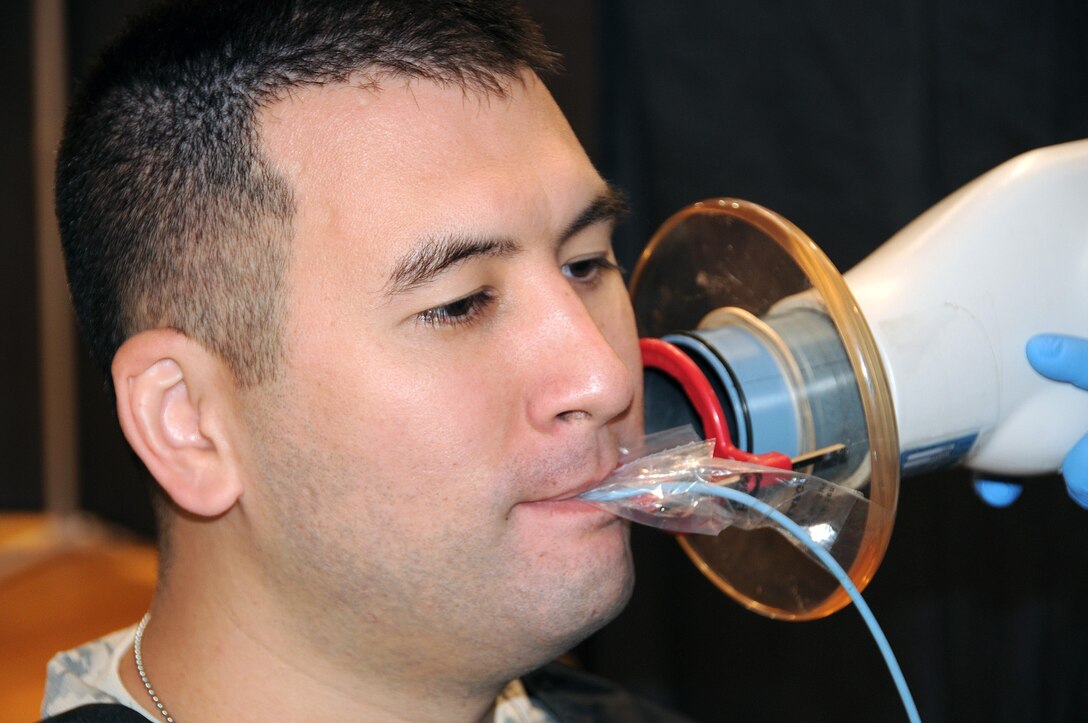Spc. Gary Yim, assigned to the U.S. Army Reserve’s 372nd Mobile Public Affairs Detachment, has x-rays of his teeth taken during a mass medical event Nov. 4. at Muscatatuck Urban Training Center, Indiana.  Yim is studying to become military occupational specialty trained in public affairs.  Mass medical events are designed to help local unit commanders who want to increase their medical readiness in a short amount of time.
