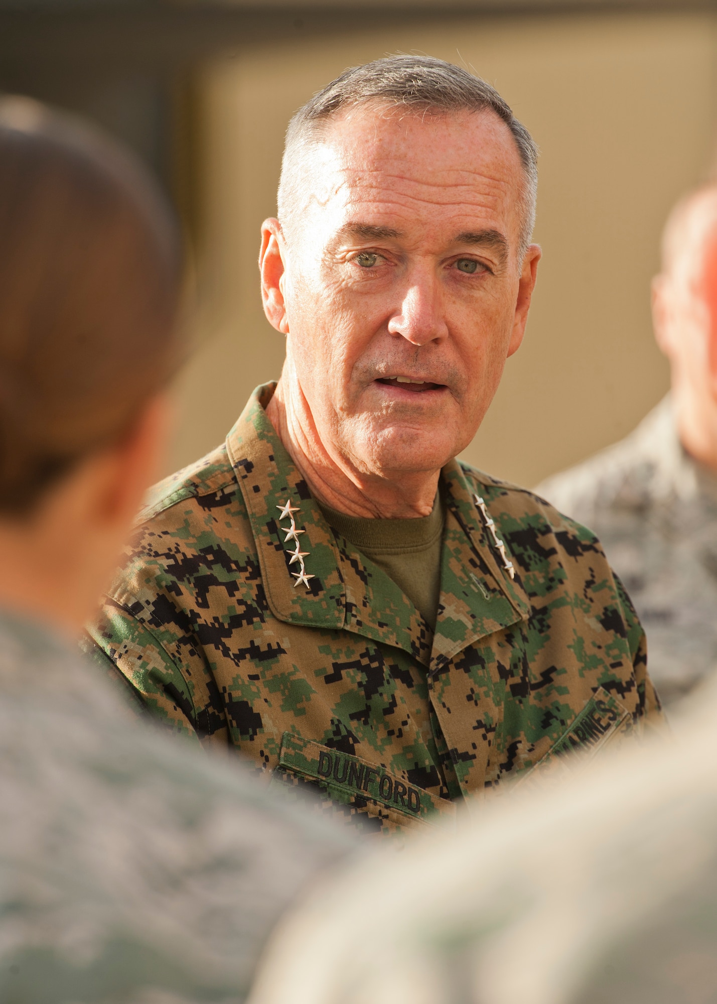 U.S. Marines Corps Gen. Joseph Dunford, chairman of the Joint Chiefs of Staff, speaks Team Minot members at Minot Air Force Base, N.D., Nov. 2, 2016. During his visit, Dunford spoke to Airmen about the future of the Air Force and the importance of Minot’s nuclear-capable readiness. (U.S. Air Force photo/Airman 1st Class J.T. Armstrong)