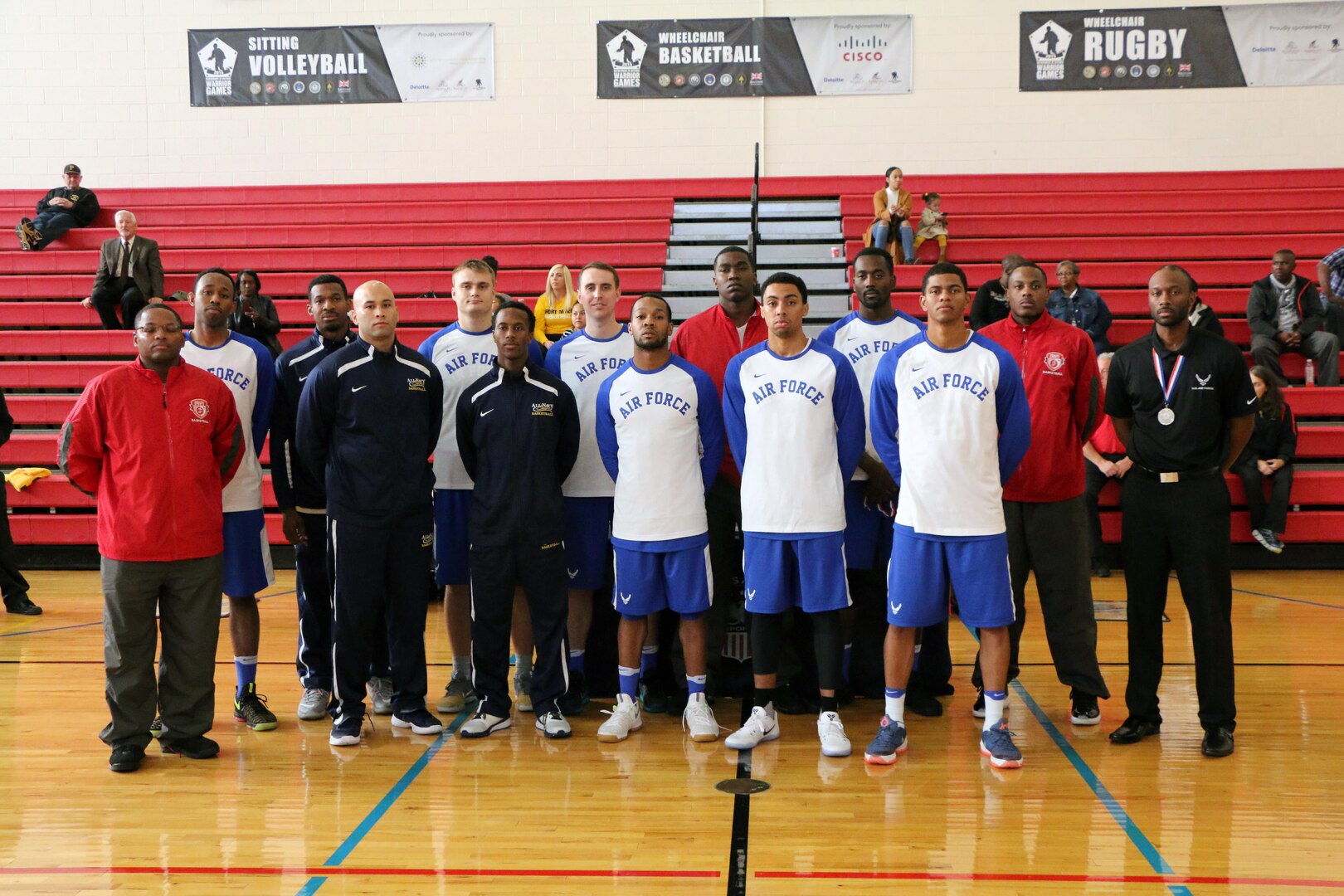 U.S. Armed Forces Men's Basketball Team.  The 2016 Armed Forces Men's Basketball Championship held at MCB Quantico, Va. from 1-7 November.  The U.S. Team will compete at the SHAPE International Basketball Tournament in Mons, Belgium 28 Nov - 3 Dec.
SrA Travares Peterson AF
1st Lt Michael Fitzgerald AF
SrA Daveon Allen AF
LT Kaleo Kina N
Arron Lester MC
Montonio Kenen MC
SrA Anthony Morris AF
ENS Tilman Dunbar N
1st Lt William Kammerer AF
LT Jevon James Coast Guard
SSgt Anthony McDowel AF
SrA Dorian Donald AF

MGySgt Elonzo Higginson
TSgt Roderick Green