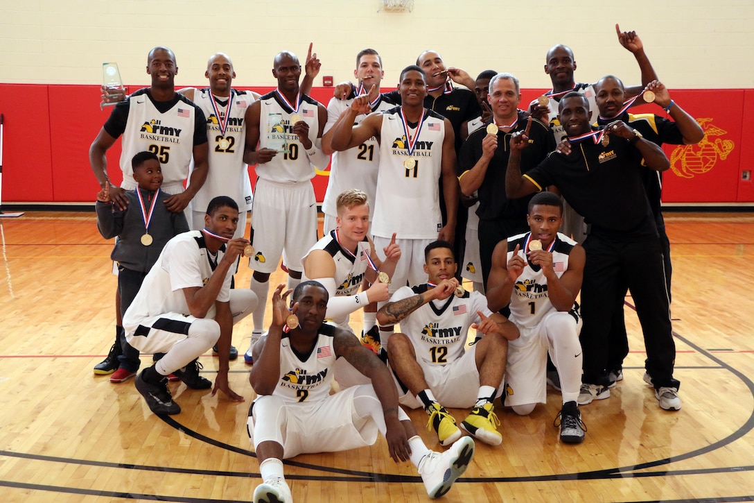 U.S. All-Army Men's Basketball Team defeats Air Force 67-61 to win gold. The 2016 Armed Forces Men's Basketball Championship held at MCB Quantico, Va. from 1-7 November.  