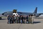 Guests and aircrew prepare to board a KC-135 Stratotanker at Roland R. Wright Air National Guard Base for a civic leader orientation flight Nov. 3, 2016. The Utah Air National Guard hosted the event, which included a mission brief, introduction to senior leaders, and an air refueling sortie to educate leaders on the 151st Air Refueling Wing’s mission and capabilities. Participants were treated to a bird’s eye view as the KC-135 refueled F-16 Fighting Falcons from Hill Air Force Base. (U.S. Air National Guard photo by Staff Sgt. Annie Edwards/Released)