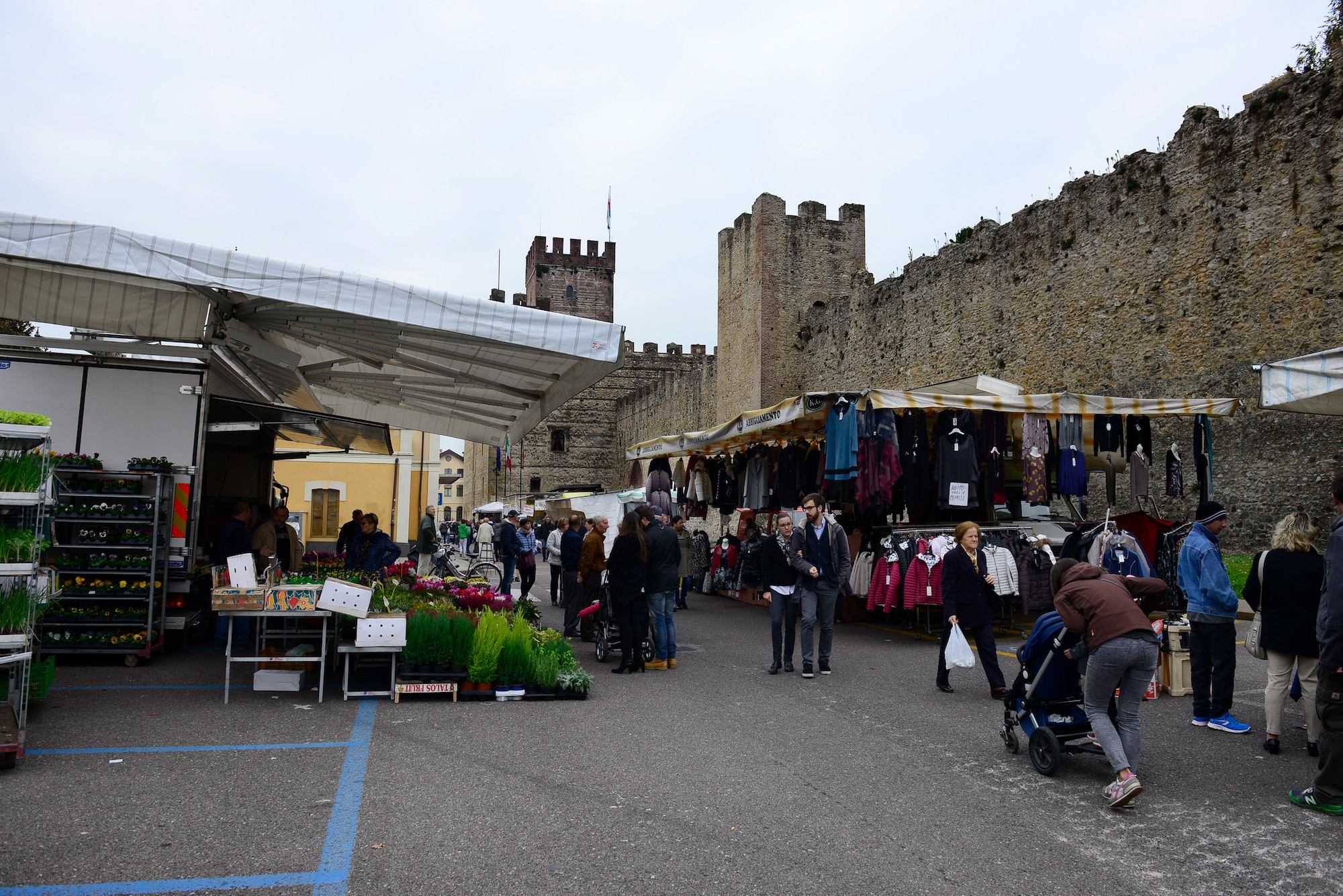 People shop at an open air market in Marostica, Italy on Nov. 1, 2016. The city is well known for hosting a living chest event every other September. (U.S. Air Force photo by Staff Sgt. Krystal Ardrey/Released)