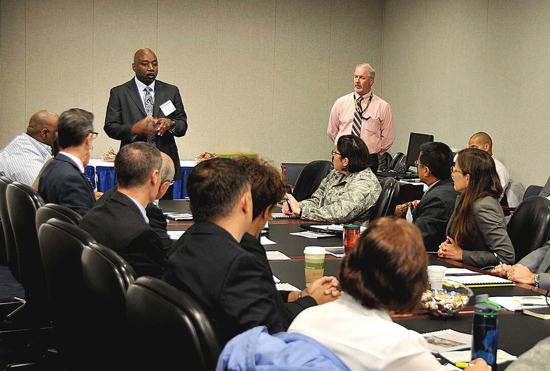 Terry Simpson, deputy executive director of the Nuclear Enterprise Support Office, describes the importance of DLA’s commitment to supporting the DoD’s nuclear mission during the Nuclear Management Executive Course offered at Fort Belvoir, Virginia, Nov. 1-2.