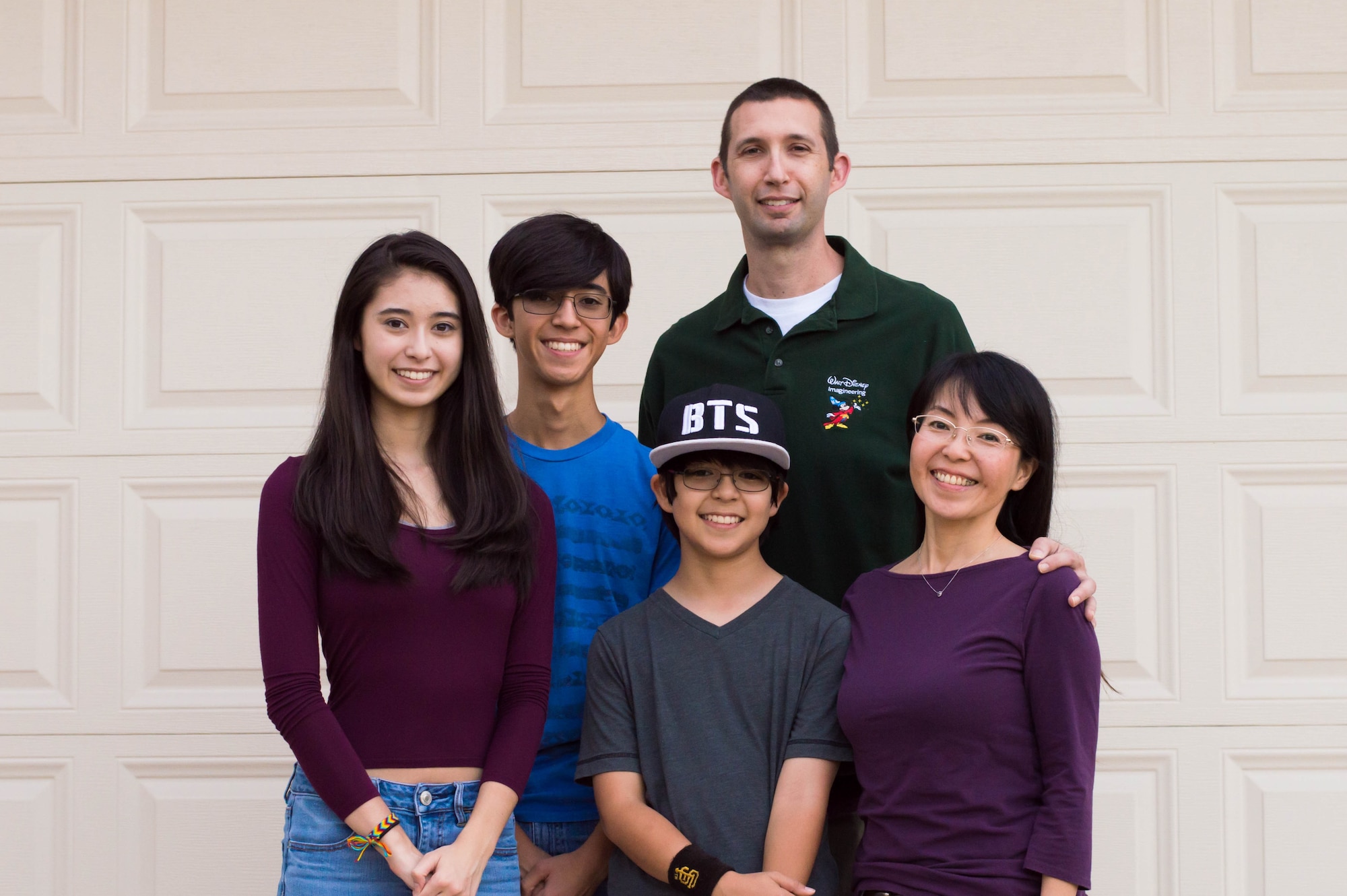 Maj. Brian Crawford and his family: from left to right, daughter, Sarah, 17; son, Andrew, 14; Maj. Crawford; front is son, Kyle, 11, and wife Masako. (Courtesy photo)