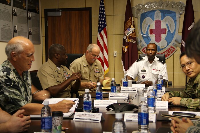 Brig. Gen. Bertram Providence, commanding general, Regional Health Command-Pacific (RHC-P) hosted the Asia-Pacific Military Medicine Roundtable (APMMR), Nov. 7, at RHC-P headquarters in Hawaii. Providence addressed the attendees, which included leaders from around the Pacific region. During opening remarks, Providence emphasized the importance of senior leader engagements, highlighting the importance of the APMMR roundtable which facilitates relationship building in order to foster the strength and depth needed to endure times of crisis. The APMMR roundtable also allows the Pacific region to continue to leverage its medical capabilities, maintaining strategic influence while serving as good will ambassadors on behalf of Army Medicine.