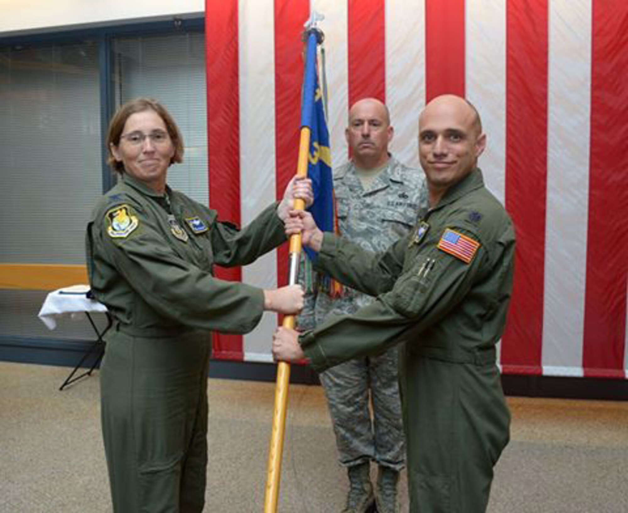 The 301st Airlift Squadron welcomed its new commander, Lt. Col. James C. Harty, after a change of command ceremony held Nov. 6, 2016 on Travis Air Force Base, Calif. Harty assumes command after 22 years of serving in the "fighting" 301st AS in various capacities. The outgoing commander, Lt. Col. Robert N. Osborn, led the squadron for two years and nine months. (U.S. Air Force photos/Staff Sgt. Madelyn Brown)
