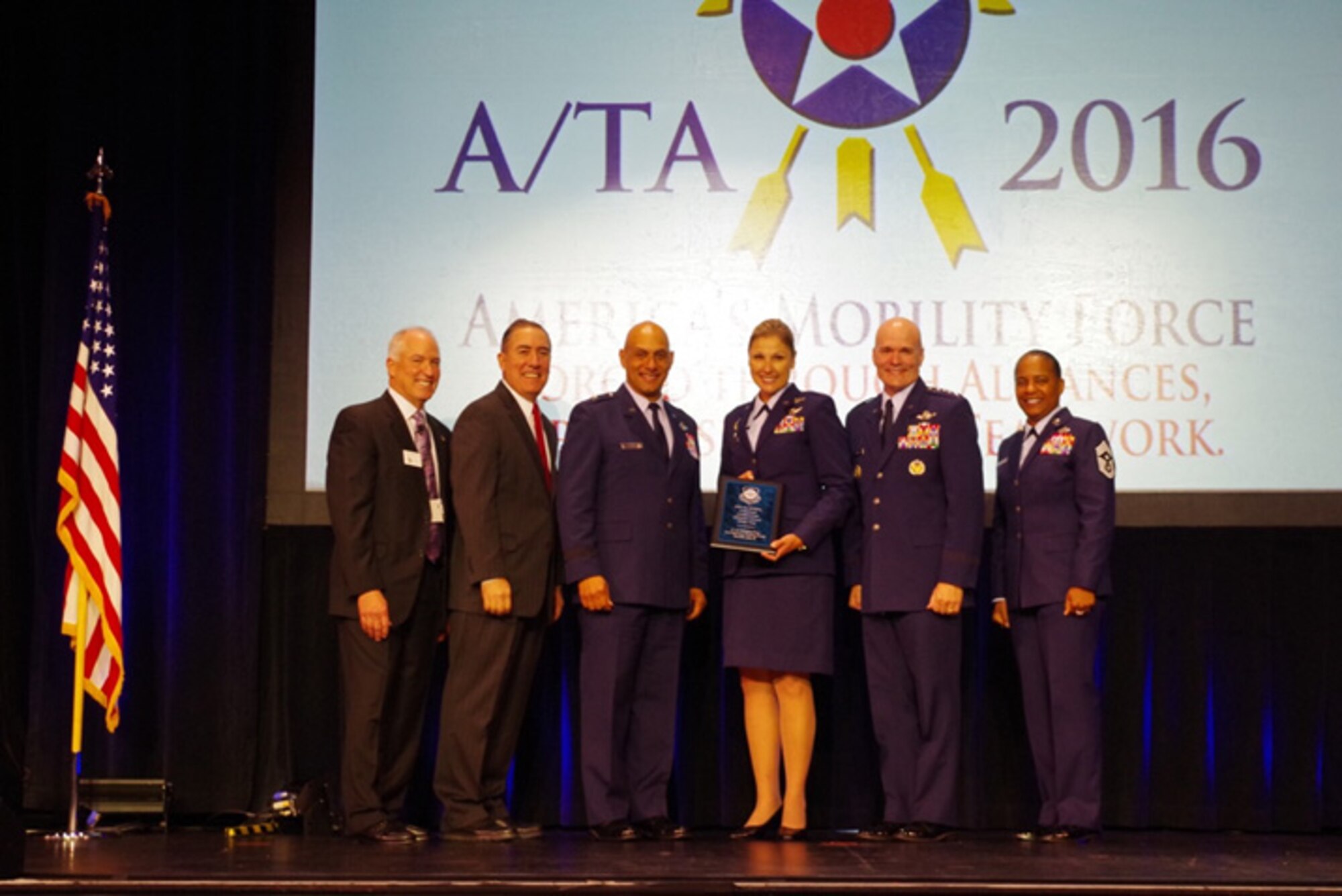 Gen Everhart presented AMC’s Fuel Efficiency Awards.  These awards recognize the outstanding work units have done this past year to increase energy awareness and efficiency.  The winners for 2016 are:
C-17, the 154 WG, Hawaii ANG at Hickam
C-130, the 153 AMW, Wyoming ANG at Cheyenne
C-5, the 436 AW, Dover AFB Active Duty
KC-10, the 349 AMW, Travis AFB Reserves
KC-135, the 126 ARW, Illinois ANG at Scott AFB
(courtesy photo) 
