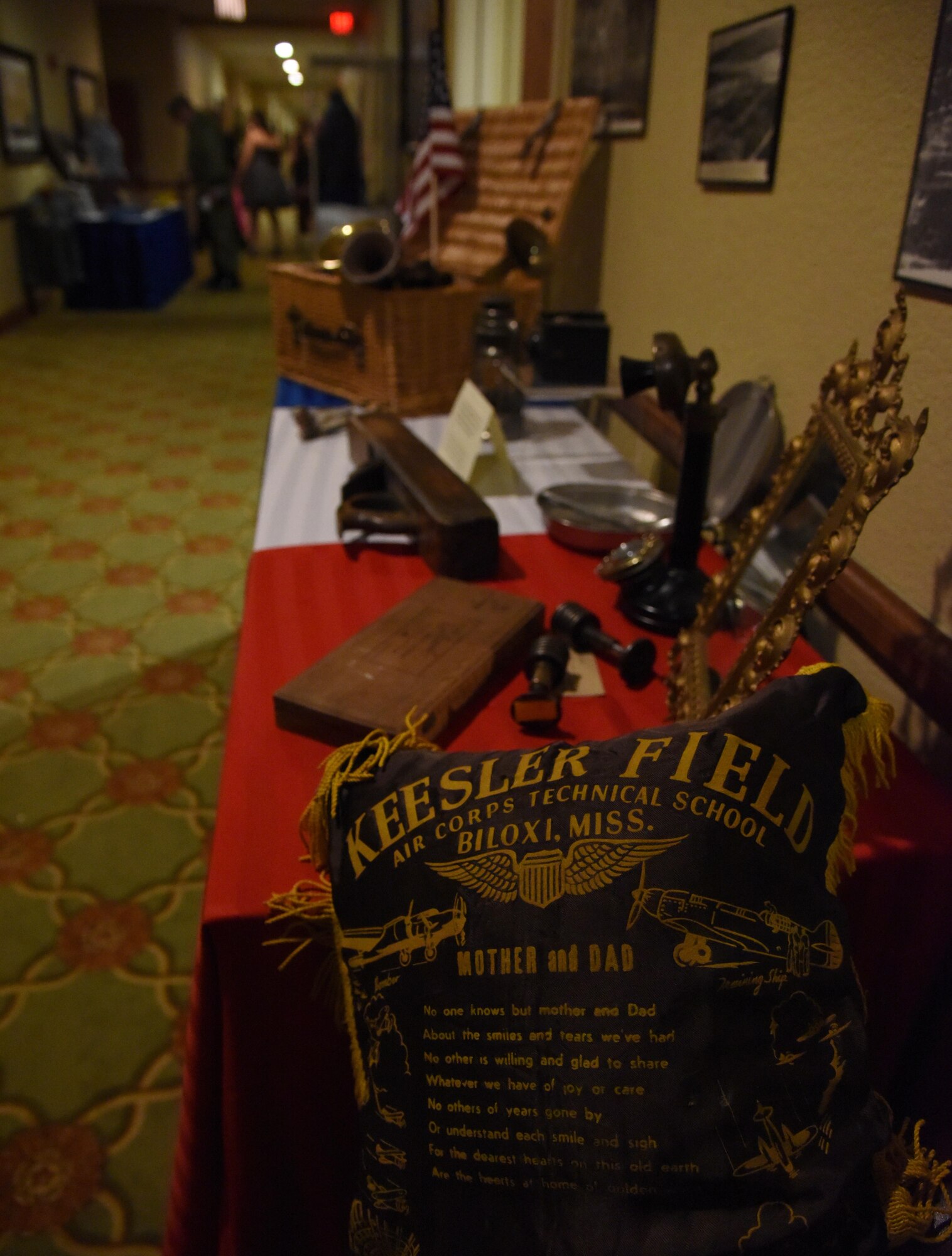 Historical displays fill the halls at the Bay Breeze Event Center during the installation’s 75th Anniversary Gala Nov. 4, 2016, on Keesler Air Force Base, Miss. The celebration commemorated Keesler’s 75 years of history with historical displays, throwback trivia, musical and dance performances and recognition of family members of Lt. Samuel Keesler, Jr. (U.S. Air Force photo by Kemberly Groue/Released)