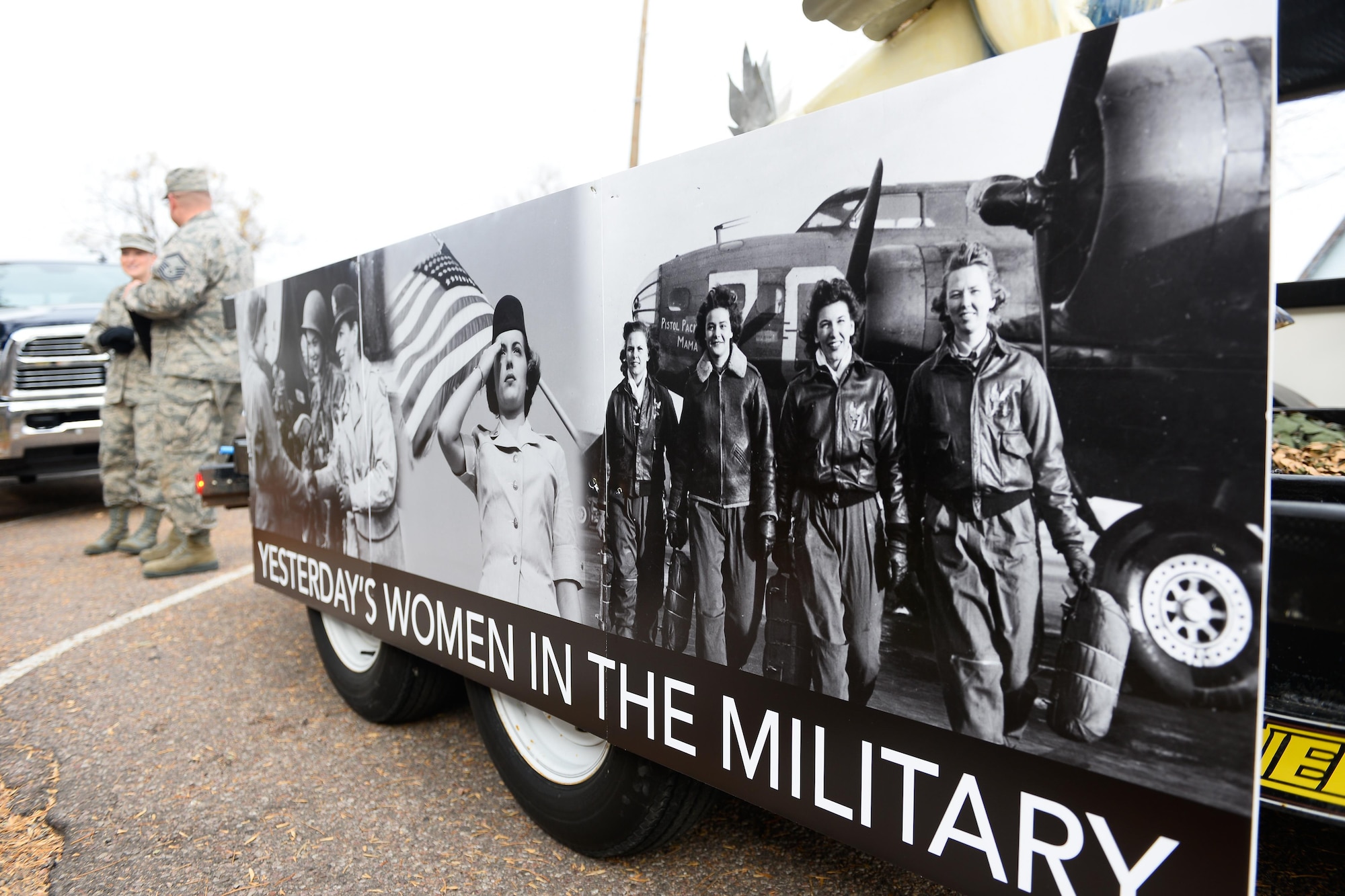 A sign sits on a float during the Colorado Springs Veteran’s Day Parade in Colorado Springs, Colorado, Saturday, Nov. 5, 2016. Women in the military, past and present, was the theme for the year’s parade. (U.S. Air Force photo/Christopher DeWitt)