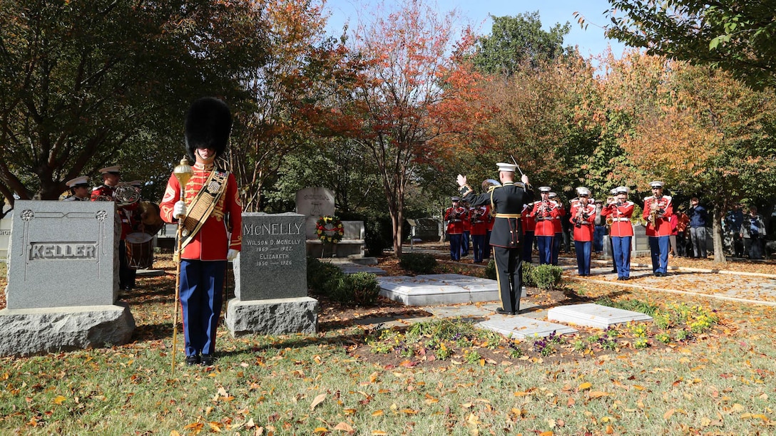 On Nov. 6, 2016, the Marine Band performed at John Philip Sousa's grave at Congressional Cemetery in Washington, D.C. in honor of the composer's 162nd birthday. 