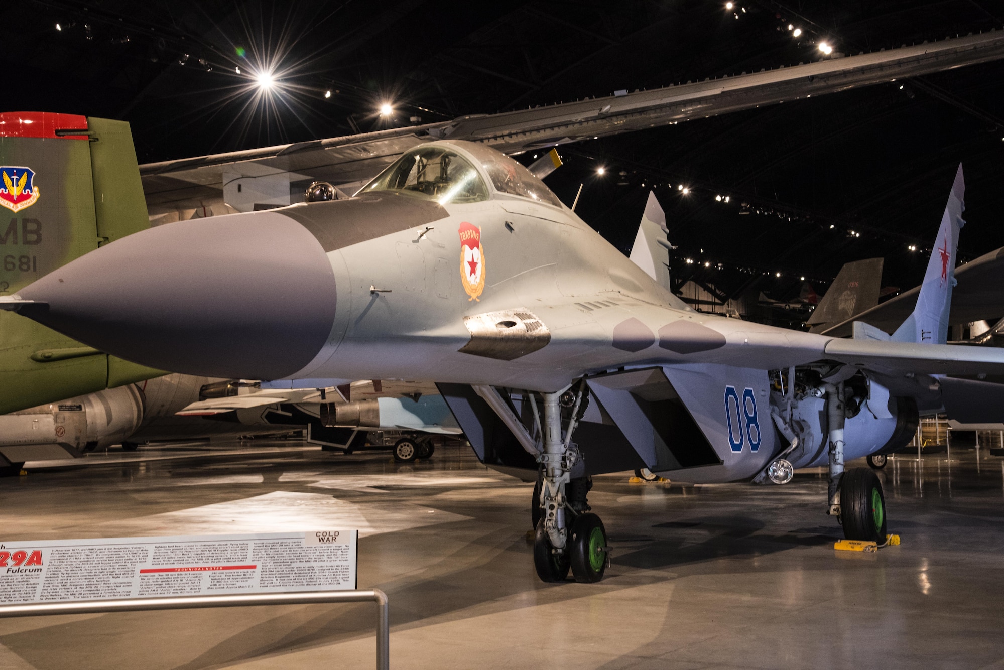 DAYTON, Ohio -- Mikoyan-Gurevich MiG-29A on display in the Cold War Gallery at the National Museum of the United States Air Force. (U.S. Air Force photo by Ken LaRock) 