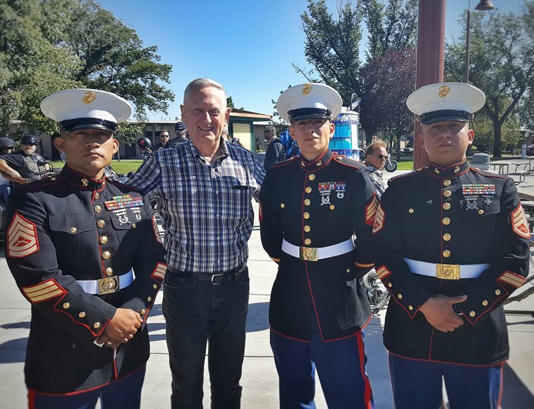 Marine Corps Recruiters from RSS Kennewick met legendary U.S Marine Corps Gen. James "Mad Dog" Mattis while participating in a Walk of Remembrance in the Tri-Cities. (Courtesy Photo)