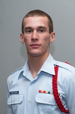 U.S. Air Force Airman Morgan Hagar-Perry, 315th Training Squadron student, stands for a portrait at Brandenburg Hall on Goodfellow Air Force Base, Texas, Nov. 4, 2016. Hagar-Perry is the Goodfellow Student of the Month spotlight for October, a series highlighting Goodfellow students. (U.S. Air Force photo by Staff Sgt. Laura R. McFarlane/Released)