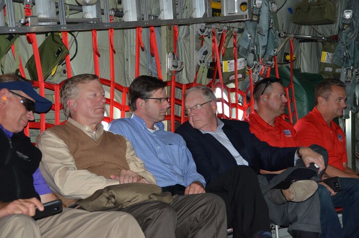 Center of Influence community memebers prepare for take-off aboard a C130H aircraft during a Center of Influence event at the Delaware Air National Guard Base in New Castle, Del. on October 20, 2016. (U.S. Air National Guard photo by Tech. Sgt. Gwendolyn Blakley)