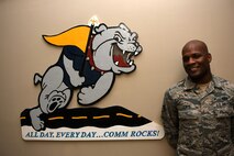 Staff Sgt. Kerry Lewis, a 386th Expeditionary Communications Squadron client systems supervisor,  poses for a photograph at an undisclosed location in Southwest Asia Nov. 8, 2016. Lewis is deployed from the 2nd Communications Squadron at Barksdale Air Force Base, La. (U.S. Air Force photo by Senior Airman Andrew Park/Released)