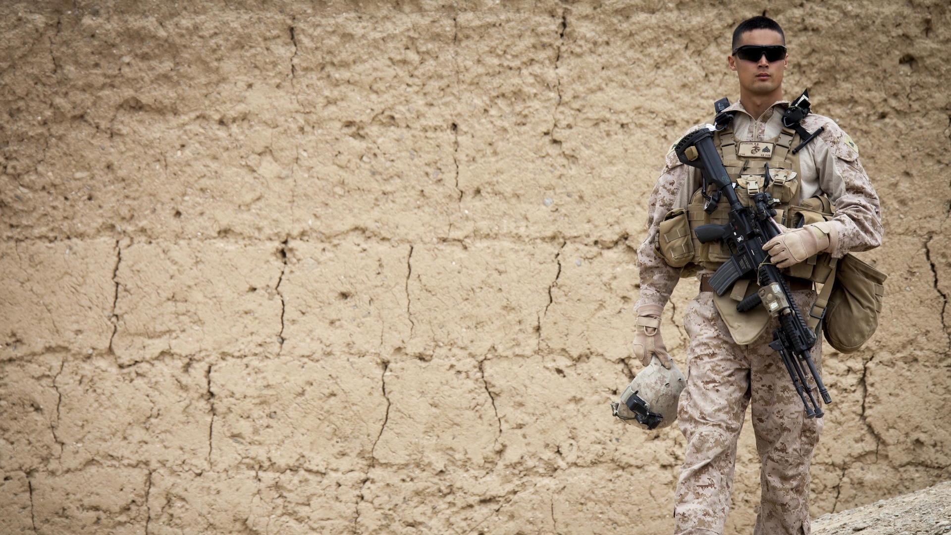 U.S. Marine Cpl. Raymond Spencer a team leader with 3rd Battalion, 4th Marine Regiment, Regimental Combat Team 7, prepares to depart the Afghan Uniform Police station during Operation Eagle in Delaram city, Helmand province, Afghanistan, April 8, 2013. Spencer was part of the security force detail for the 4th Brigade, 215th Corps Brigade Advisor Team that was conducting Operation Eagle, an Afghan-led clearing operation. 